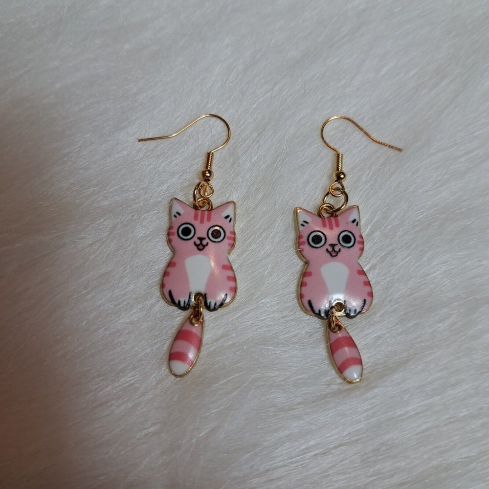 Cute Cat Pink Earrings